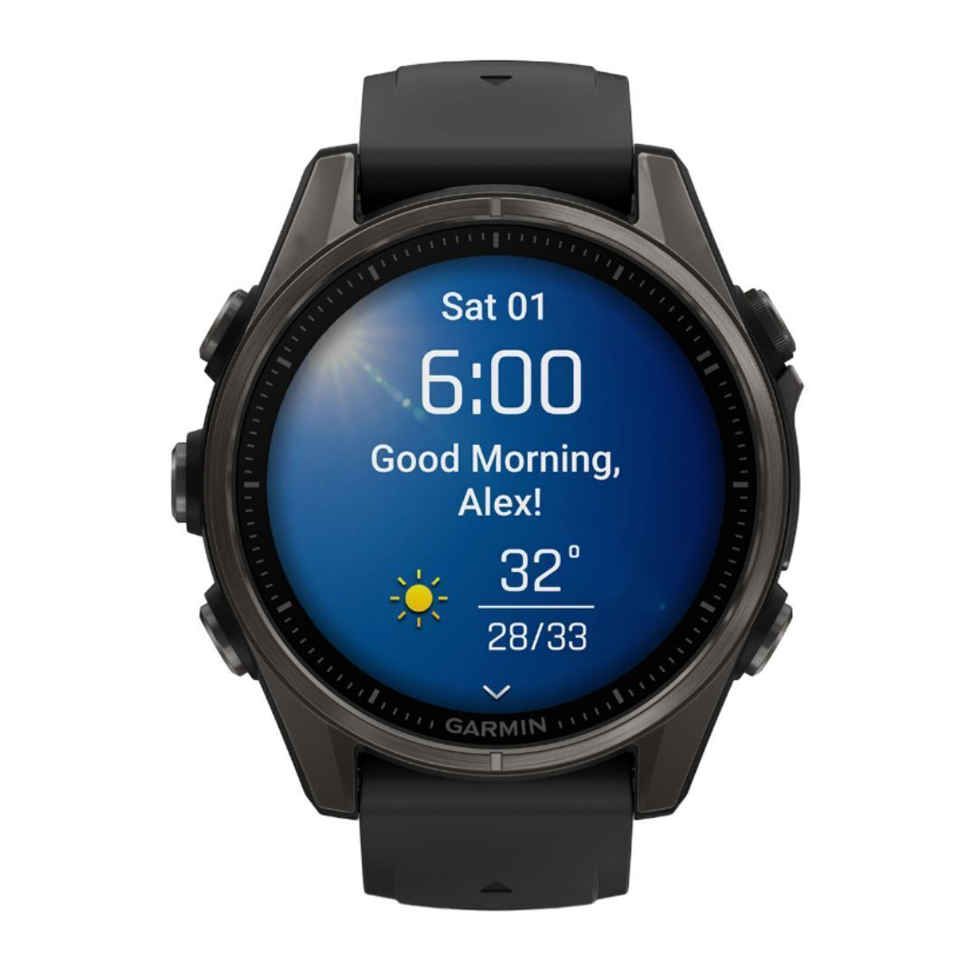 Garmin Fenix 8 43mm GPS Smartwatch (Carbon Gray DLC Titanium and Black-Pebble Gray)