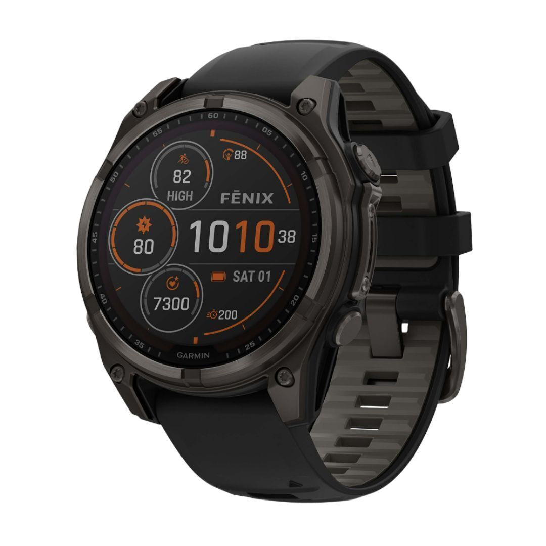 Garmin fenix 8 Sapphire Solar 47mm Smartwatch with Built-In LED Flashlight (Black and Pebble Gray)