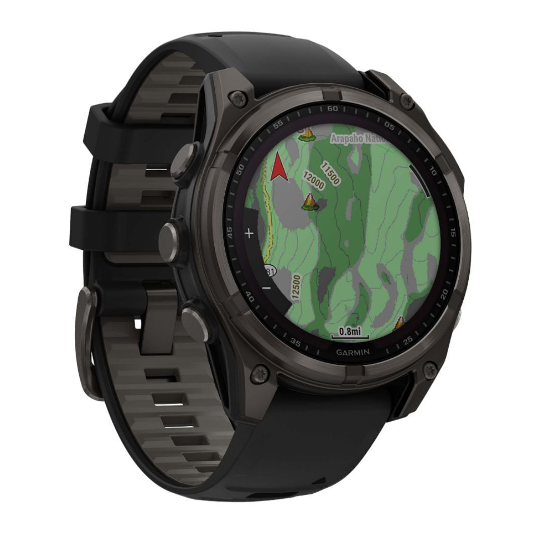 Garmin fenix 8 Sapphire Solar 47mm Smartwatch with Built-In LED Flashlight (Black and Pebble Gray)