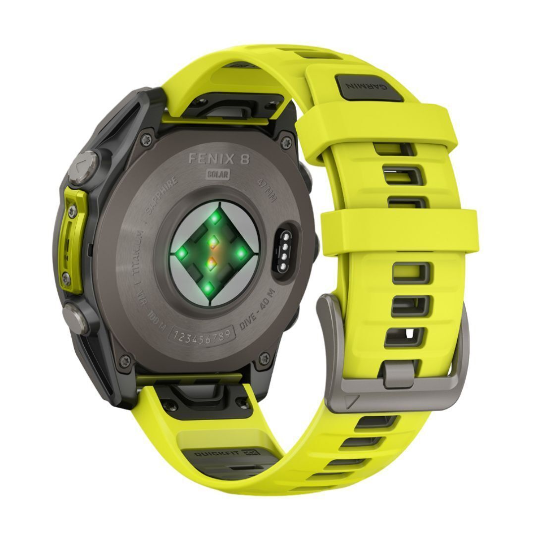 Garmin fenix 8 Sapphire Solar 47mm Smartwatch with Built-In LED Flashlight (Amp Yellow and Graphite)