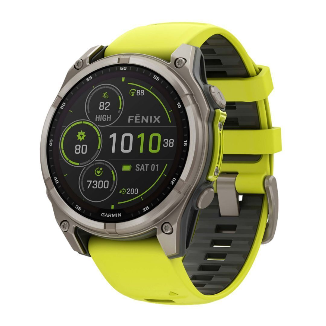 Garmin fenix 8 Sapphire Solar 47mm Smartwatch with Built-In LED Flashlight (Amp Yellow and Graphite)