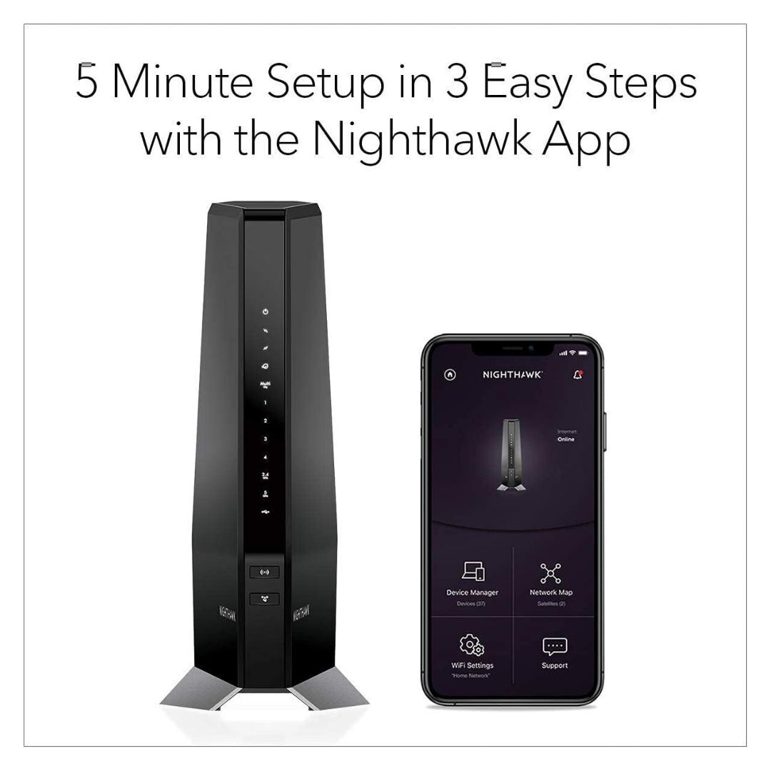 NETGEAR Nighthawk AX8 DOCSIS 3.1 Two-In-One Cable Modem with Wi-Fi 6 Router (Black, Refurbished)