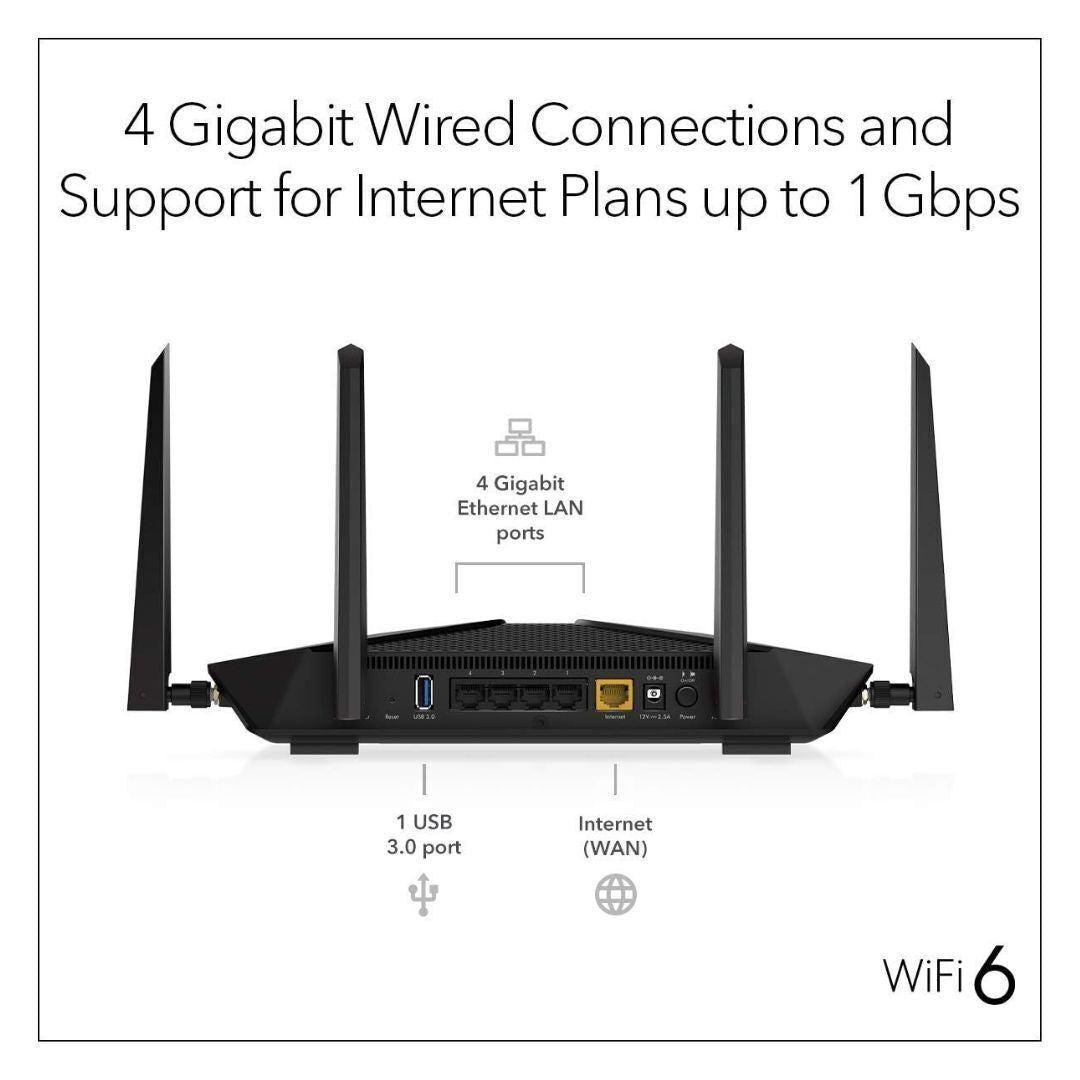 NETGEAR Nighthawk AX2400 5-Stream Dual-Band Wi-Fi 6 Router with NETGEAR Armor (Black, Refurbished)