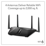 NETGEAR Nighthawk AX2400 5-Stream Dual-Band Wi-Fi 6 Router with NETGEAR Armor (Black, Refurbished)
