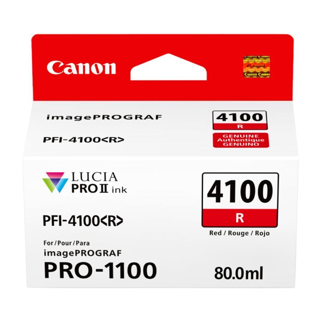 Canon PFI-4100 Lucia Pro II 11 Pigment-Based Ink for imagePROGRAF Pro 1100 Printer (Red)