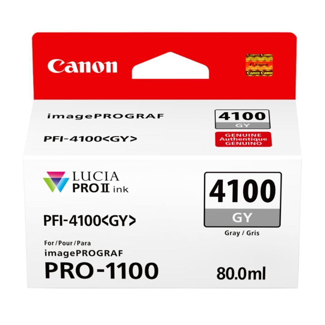 Canon PFI-4100 Lucia Pro II 11 Pigment-Based Ink for imagePROGRAF Pro 1100 Printer (Gray)