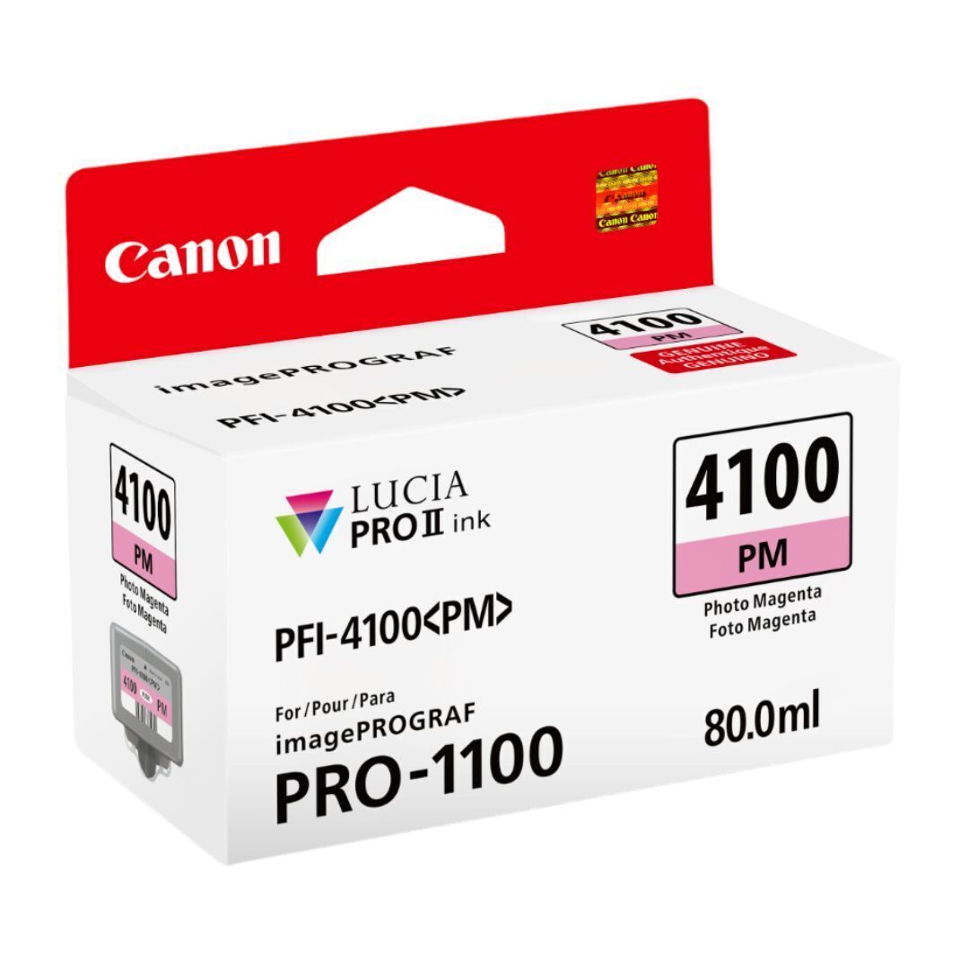 Canon PFI-4100 Lucia Pro II 11 Pigment-Based Ink for imagePROGRAF Pro 1100 Printer (Photo Magenta)