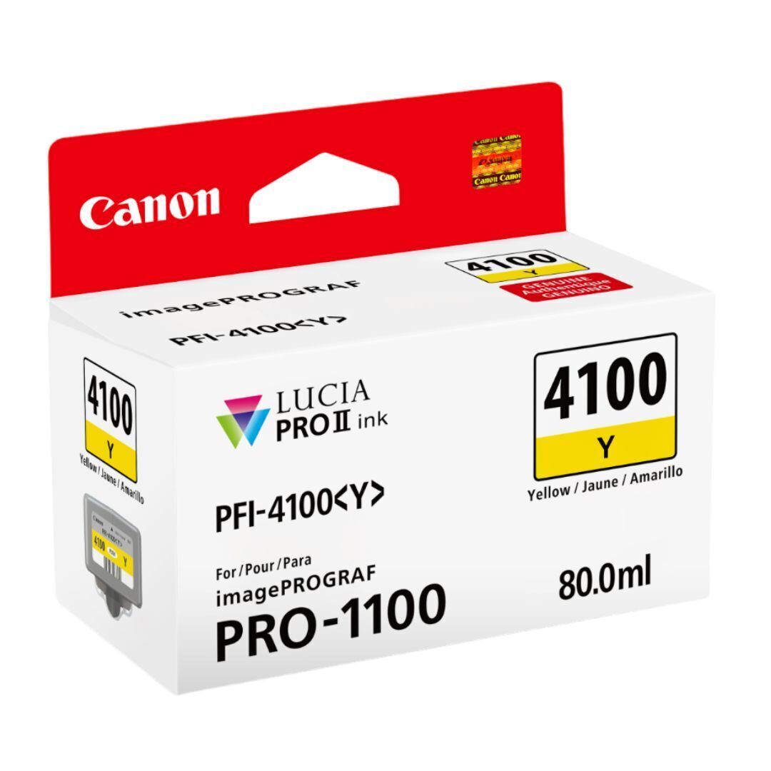Canon PFI-4100 Lucia Pro II 11 Pigment-Based Ink for imagePROGRAF Pro 1100 Printer (Yellow)