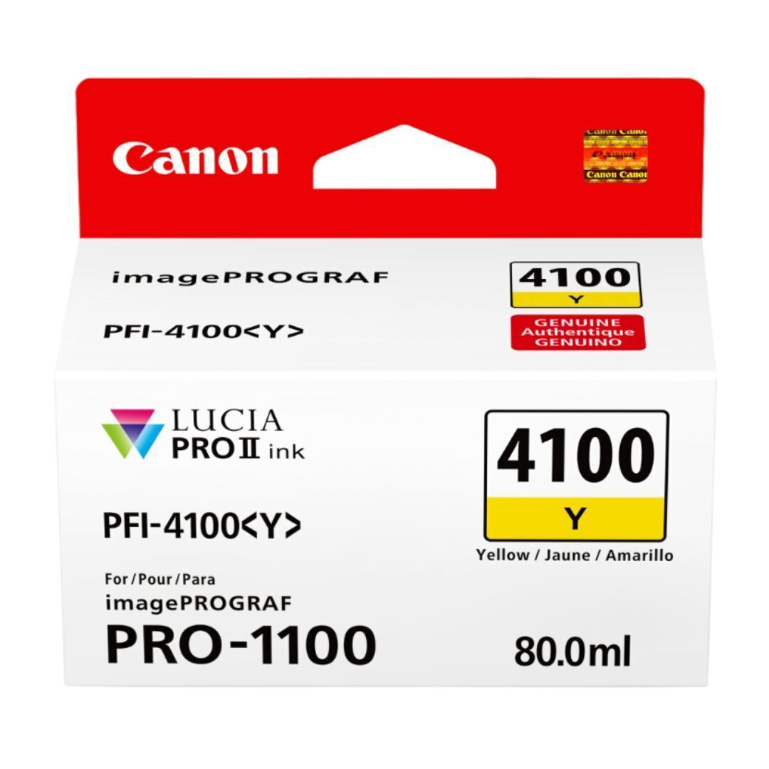 Canon PFI-4100 Lucia Pro II 11 Pigment-Based Ink for imagePROGRAF Pro 1100 Printer (Yellow)