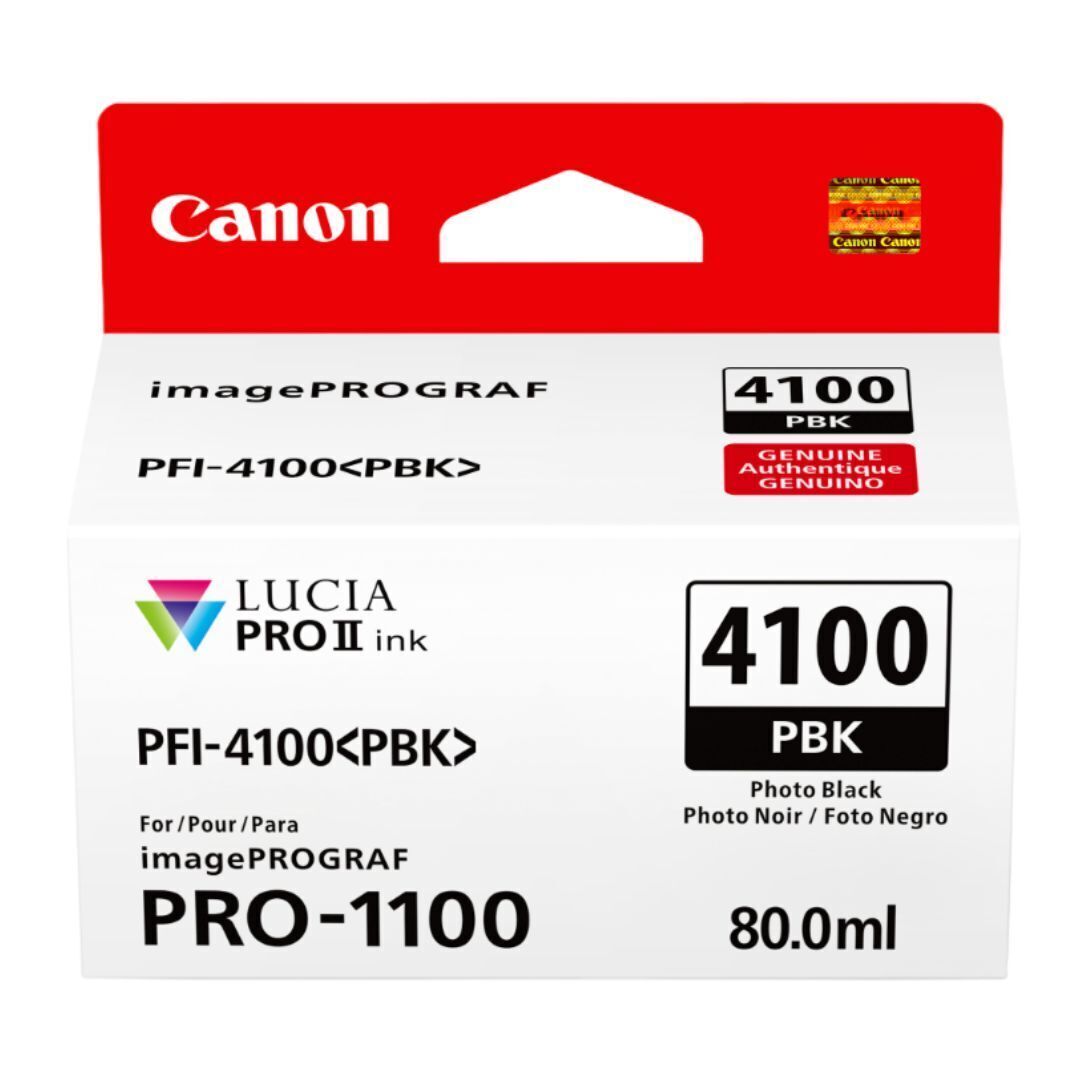 Canon PFI-4100 Lucia Pro II 11 Pigment-Based Ink for imagePROGRAF Pro 1100 Printer (Photo Black)