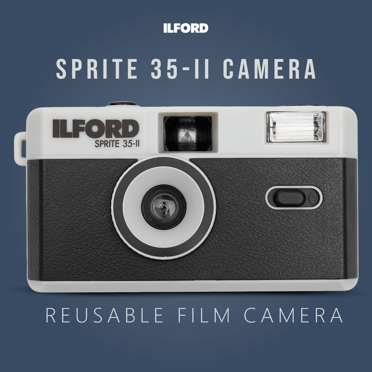 Ilford Sprite 35-II Reusable 35mm Analog Film Camera (Black and Silver) with Film (3-Pack) Bundle