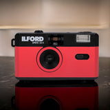 Ilford Sprite 35-II Reusable 35mm Analog Film Camera (Red and Black) with Film (3-Pack) Bundle