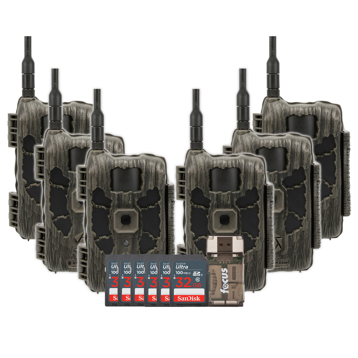 Stealth Cam 40MP Deceptor Max  Cellular Trail Camera 6-Pack with Six 32GB Cards and Card Reader
