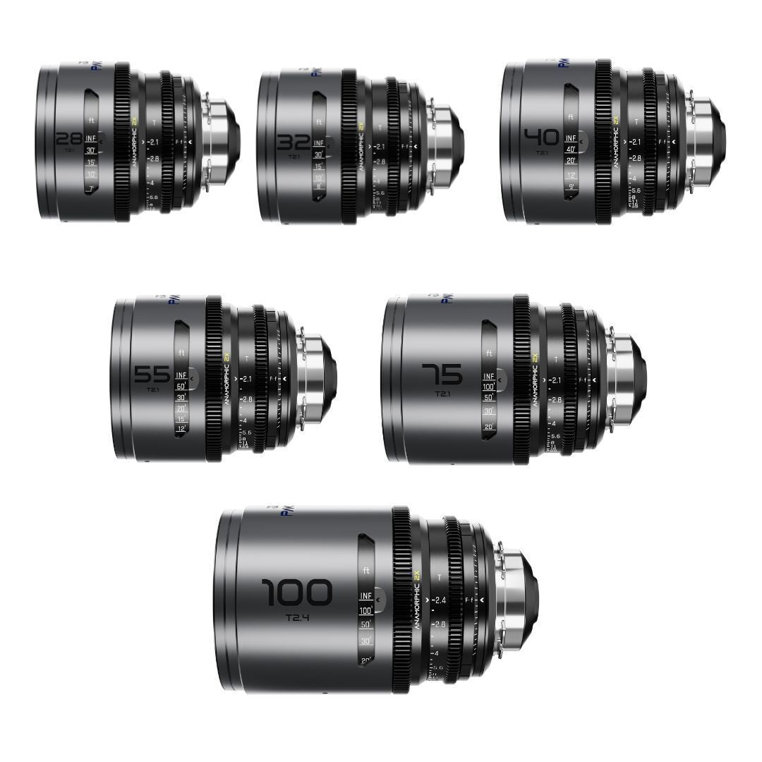 DZOFilm Pavo 2x Anamorphic 6-Lens Set with Blue Coating, PL or EF Mount (Space Gray and Black)