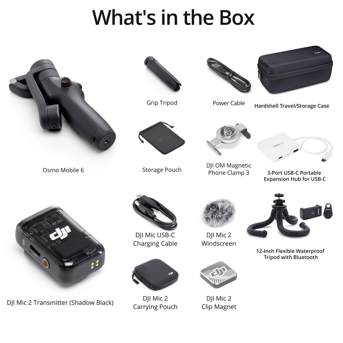 DJI Osmo Mobile 6 Compact, Smartphone Gimbal with DJI Mic 2 Transmitter (1 TX, Shadow Black) Bundle