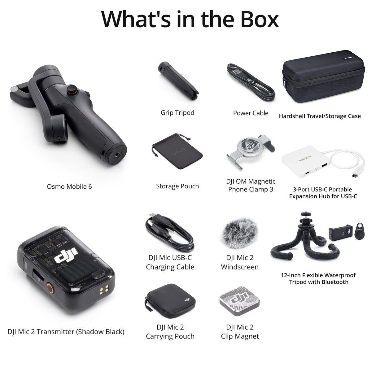 DJI Osmo Mobile 6 Compact, Smartphone Gimbal with DJI Mic 2 Transmitter (1 TX, Shadow Black) Bundle