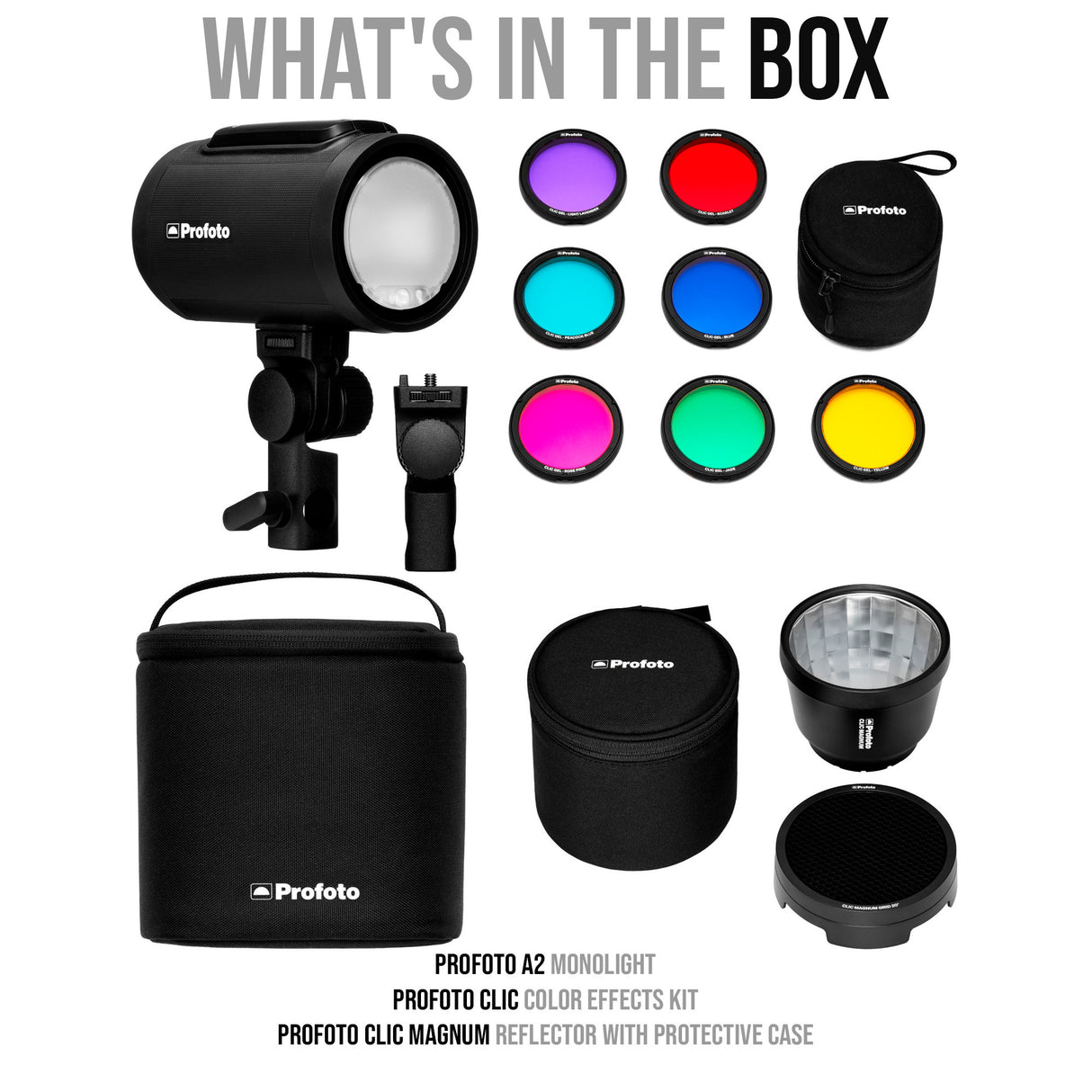 Profoto A2 Monolight with Profoto Color Effects Kit and Reflector with Protective Case Bundle Bundle