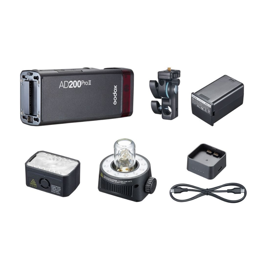 Godox AD200 PRO II TTL Pocket Flash Kit with H200J II, H200 II Flash Heads and Color Screen Display
