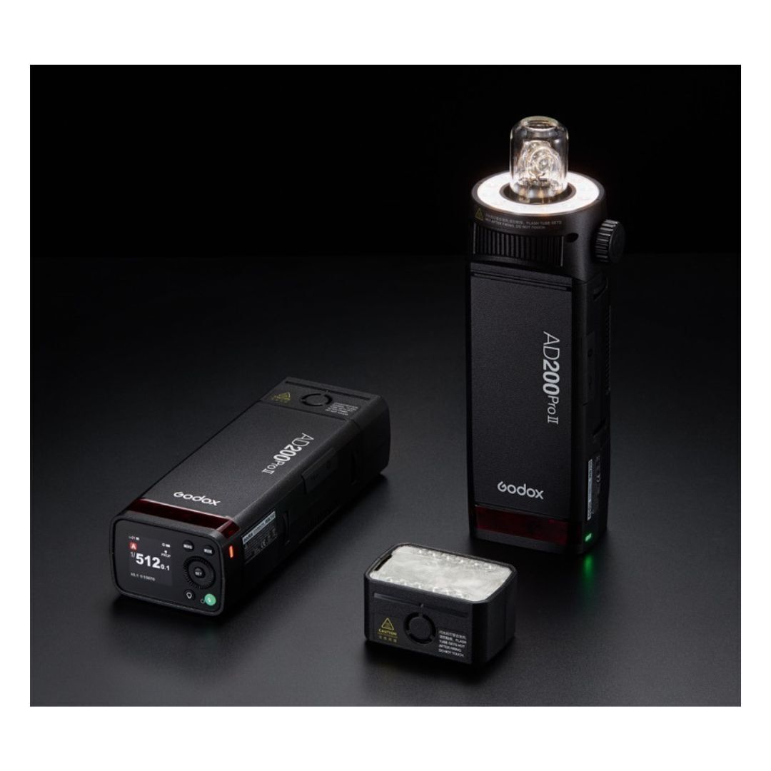 Godox AD200 PRO II TTL Pocket Flash Kit with H200J II, H200 II Flash Heads and Color Screen Display