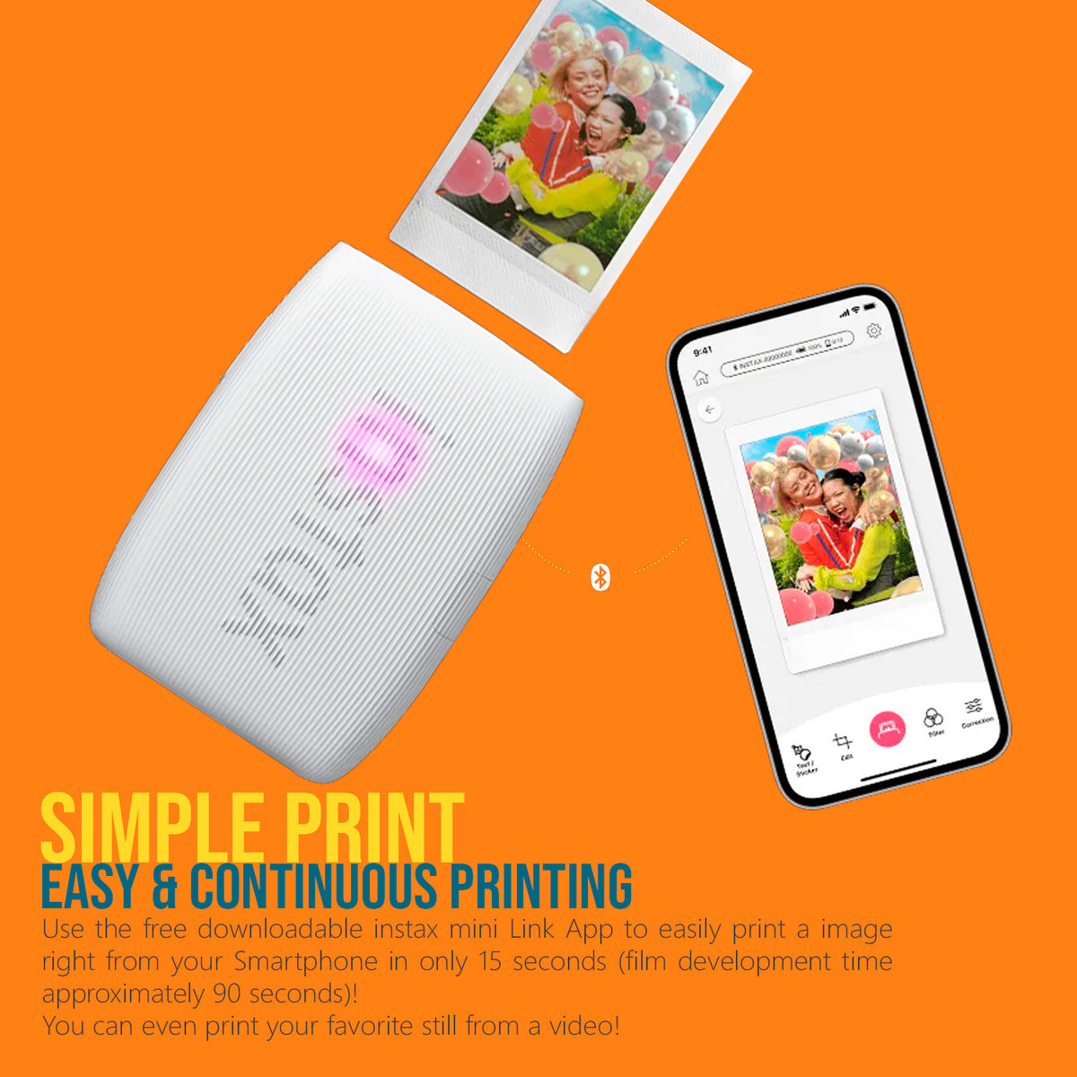 Fujifilm Instax Mini Link 3 Compact Smartphone Printer with Instax AiR Studio App (Clay White)