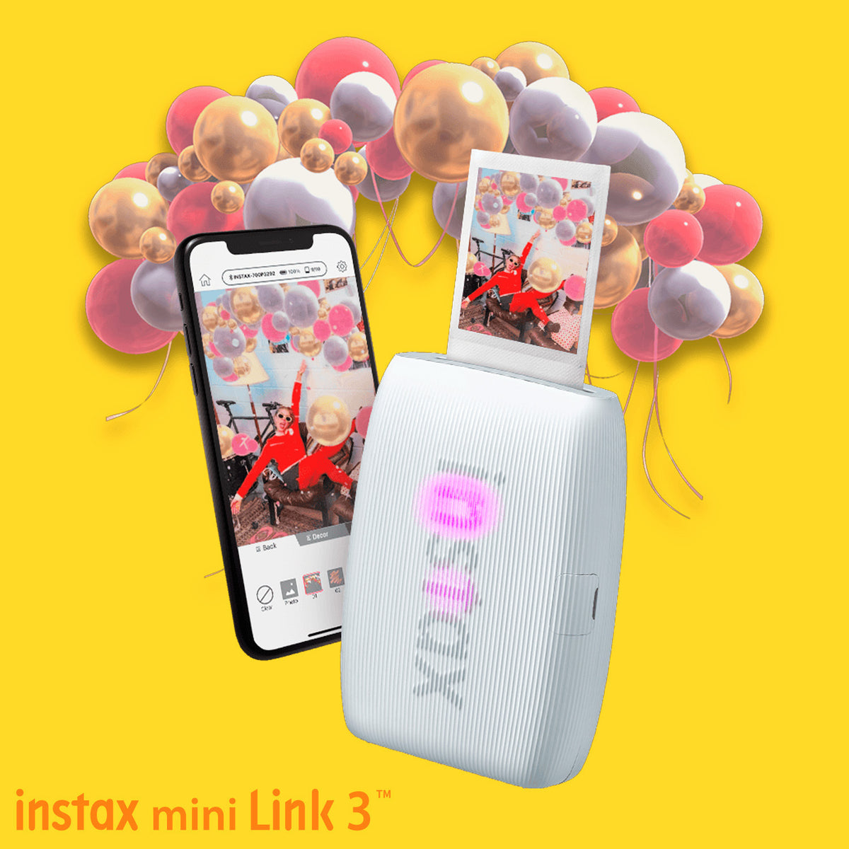 Fujifilm Instax Mini Link 3 Compact Smartphone Printer with Instax AiR Studio App (Clay White)