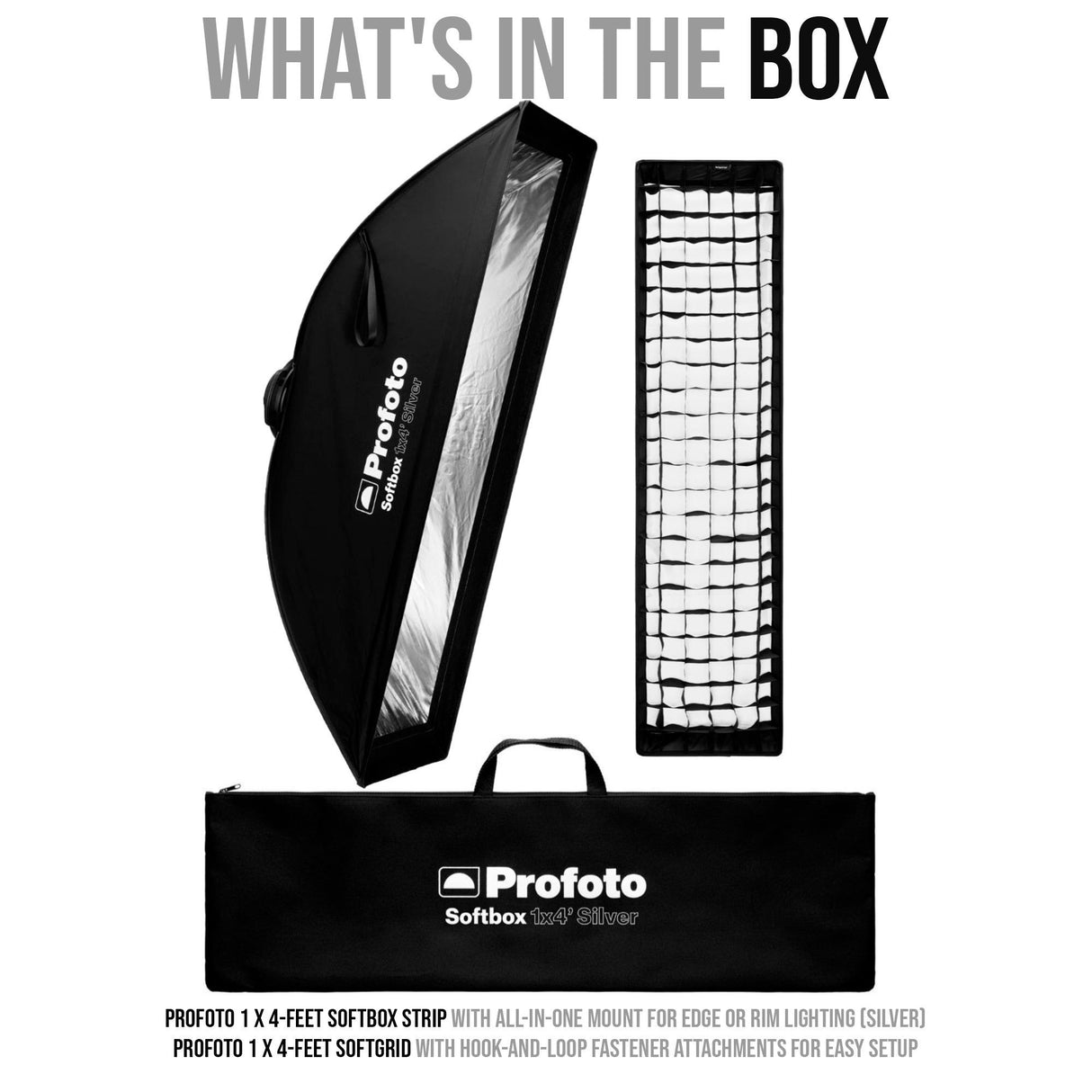 Profoto 1 x 4-Feet Softbox Strip with All-In-One Mount for Edge or Rim Lighting (Silver) Bundle