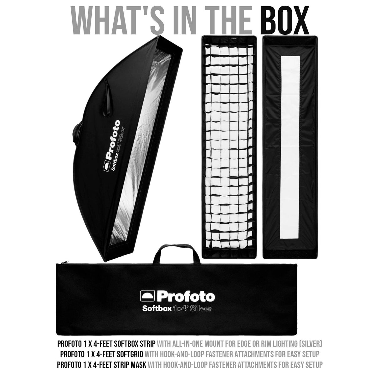 Profoto 1 x 4-Feet Softbox Strip with All-In-One Mount for Edge or Rim Lighting (Silver) Bundle