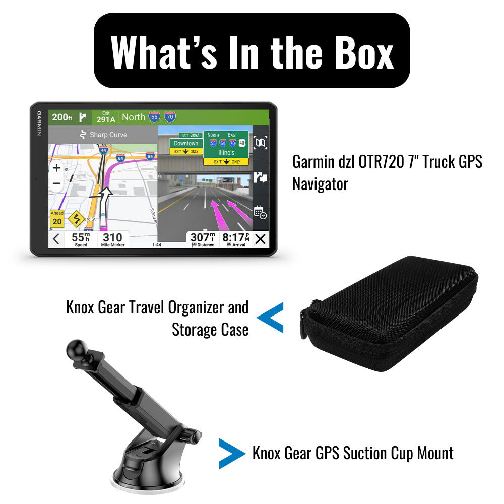 Garmin dezl OTR720 GPS Truck Navigator with 7-Inch 1024p Touchscreen Display (Black) Bundle