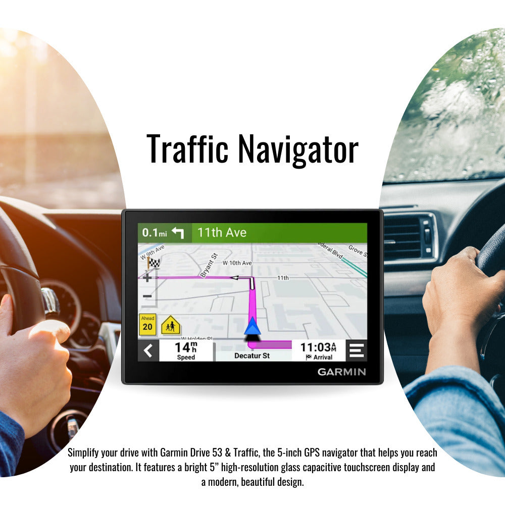 Garmin Drive 53 and Traffic GPS Navigator with Knox Gear GPS Suction Cup Mount (Black) Bundle