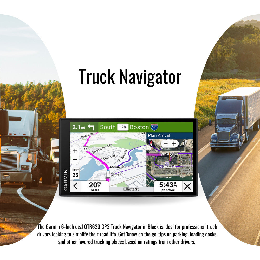 Garmin dezl OTR620 GPS Truck Navigator with 6-Inch 1280p Touchscreen Display (Black) Bundle