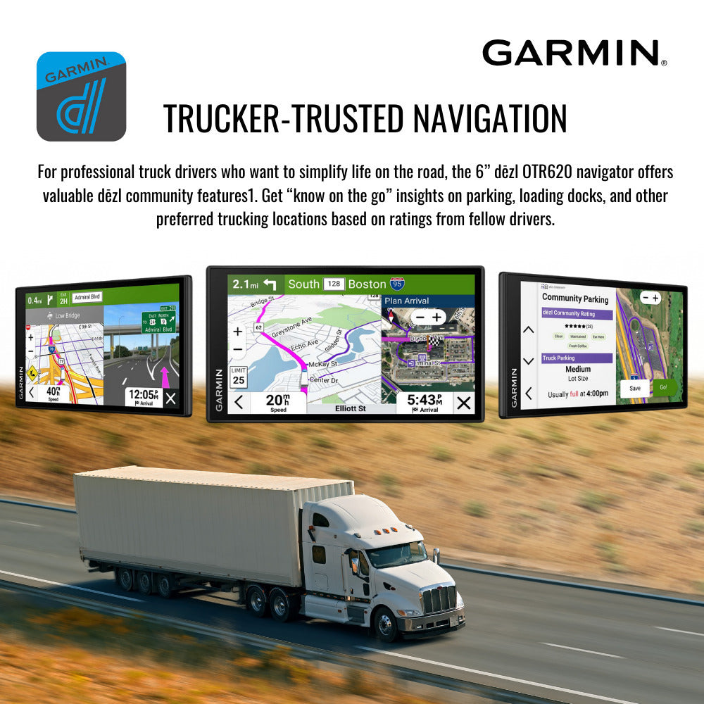 Garmin dezl OTR620 GPS Truck Navigator with 6-Inch 1280p Touchscreen Display (Black) Bundle