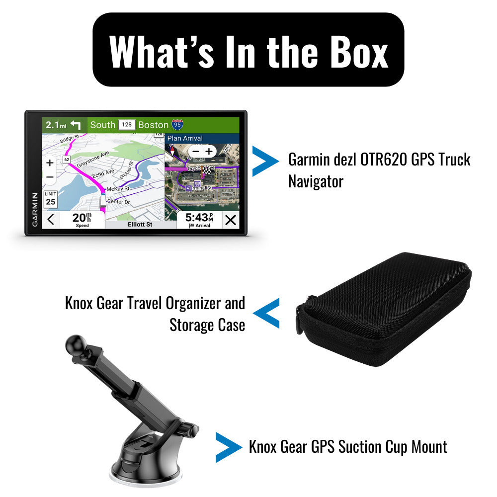 Garmin dezl OTR620 GPS Truck Navigator with 6-Inch 1280p Touchscreen Display (Black) Bundle