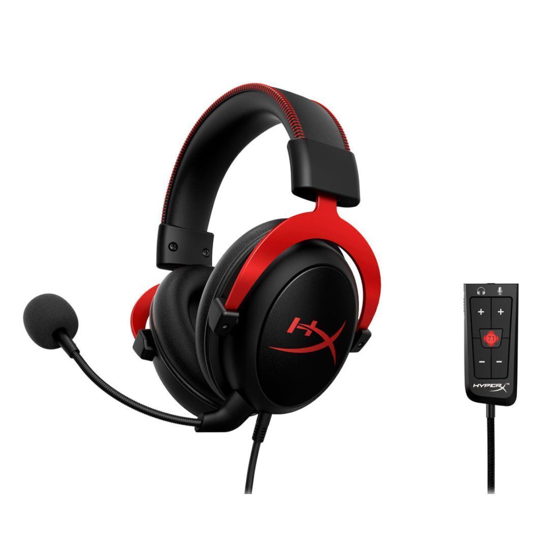 HyperX Cloud II Wired Gaming Headset with Memory Foam and Leatherette and 53mm Drivers (Black-Red)