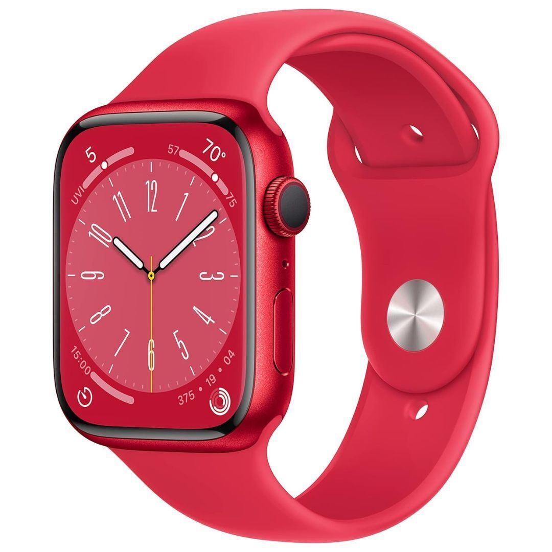 Apple Watch Series 8 GPS Smartwatch with 45mm Red Aluminum Case and Medium-Large Red Sport Band