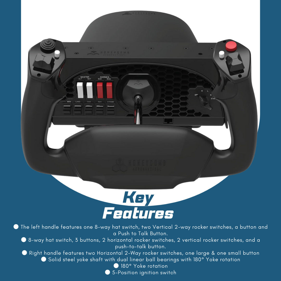Honeycomb Aeronautical Alpha Flight Controls Yoke and Switch Panel with Expansion Hub Bundle