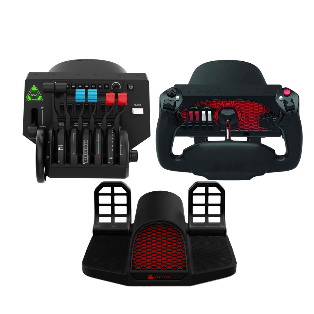 Honeycomb Aeronautical Charlie Rudder Pedals with Bravo Throttle Quadr