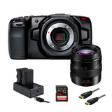 Blackmagic Design Pocket 4K Cinema Camera with DG Vario-Elmarit Lens and Battery (2-Pack) Bundle
