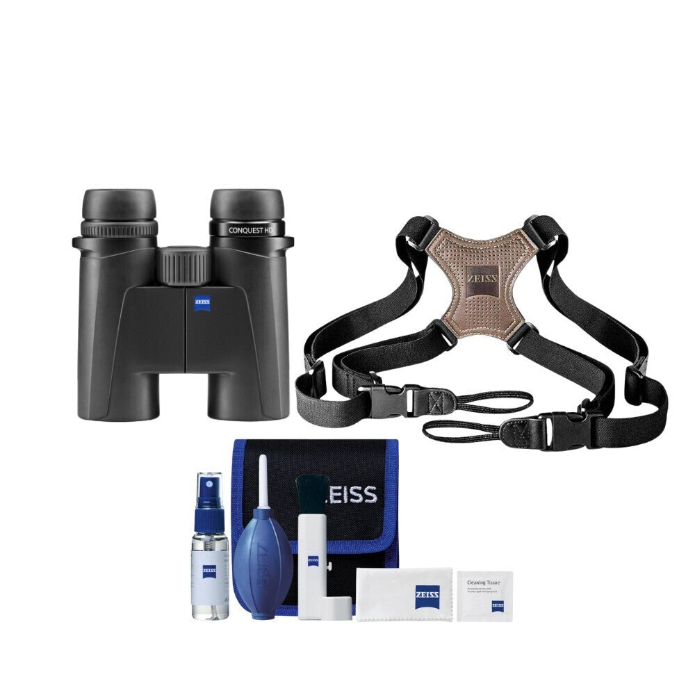 Zeiss Conquest HDX 10x32 Binocular with 90 Percent Light Transmission (Black) Bundle