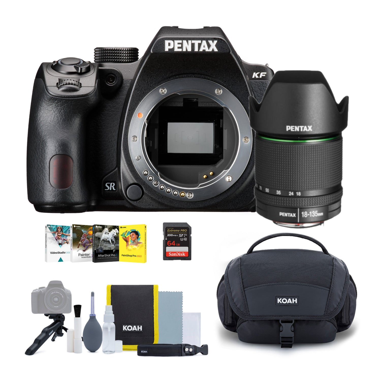 Pentax KF DSLR Camera Body (Black) with Pentax AL WR Zoom Lens and