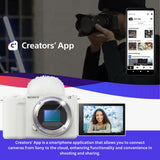Sony Alpha ZV-E10 II Content Creators Camera with APS-C Mirrorless Lens and Lens Kit (White) Bundle