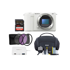Sony Alpha ZV-E10 II Content Creators Camera with APS-C Mirrorless Lens and Lens Kit (White) Bundle
