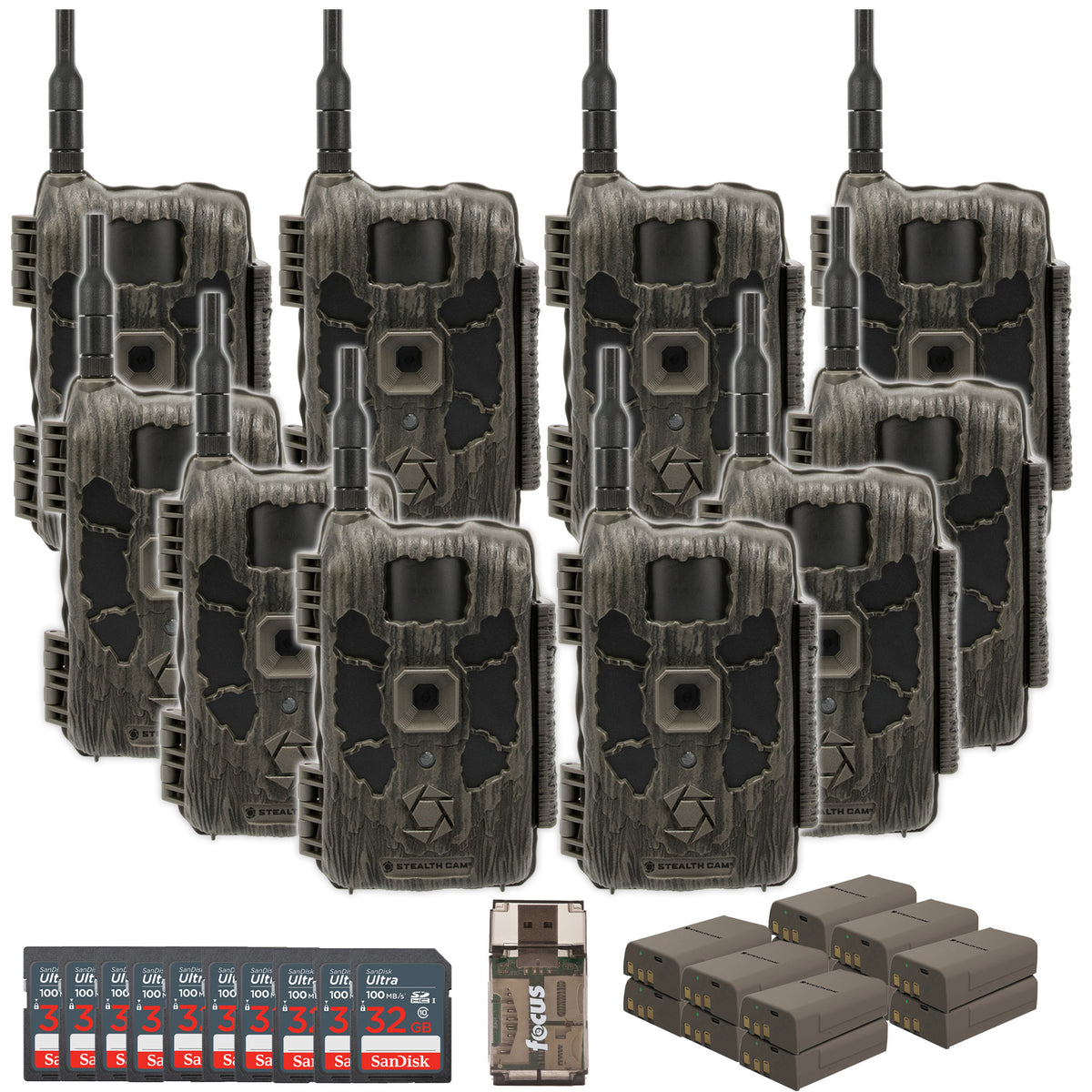 Stealth Cam 40MP Deceptor Max Cellular Trail Camera 10-Pack with Fieldmax Lithium 10-Pack Bundle