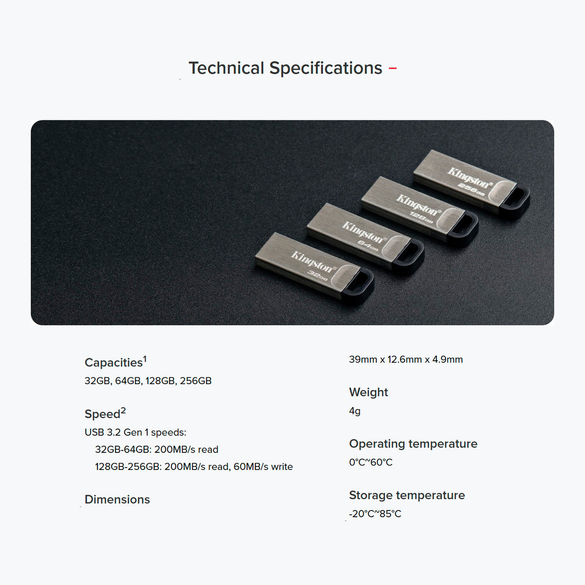 Kingston 128GB DataTraveler Kyson 200MB/s Read 60MB/s Write Speed Flash Drive