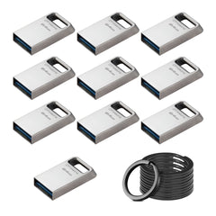 Kingston 64GB DataTraveler Micro USB Metal Flash Drive (10-Pack) and Keyrings (10-Pack) Bundle