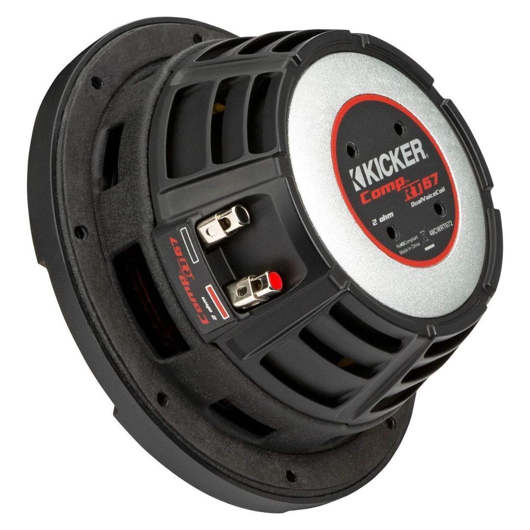 Kicker CompRT 6.75-Inch 2 Ohm Red Double Stitch Subwoofer with Heat Management (Black)
