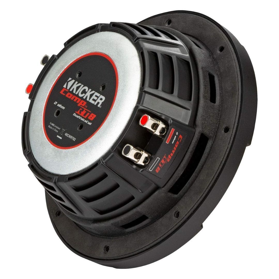 Kicker CompRT 8-Inch 2 Ohm DVC Red Double Stitch Subwoofer with Heat Management (Black)