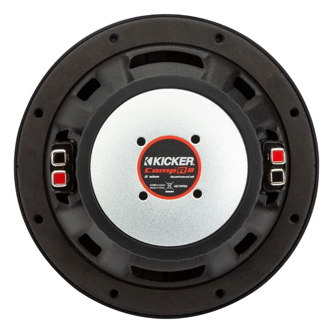 Kicker CompR 8-Inch 2-Ohm DVC Red Double Stitch Subwoofer with SoloKon Technology (Black)