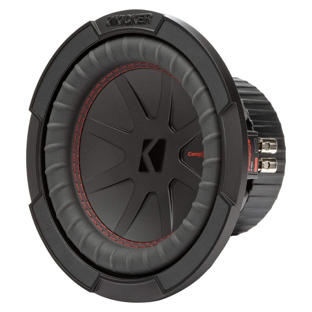 Kicker CompR 8-Inch 2-Ohm DVC Red Double Stitch Subwoofer with SoloKon Technology (Black)