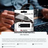 Kingston DataTraveler 70 USB 3.2 Flash Drive with Lightweight Design (64GB, Black, 5-Pack) Bundle