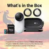 Insta360 GO 3S Action Camera (128GB, Arctic White) with Lens Guard and 128GB Memory Card Bundle
